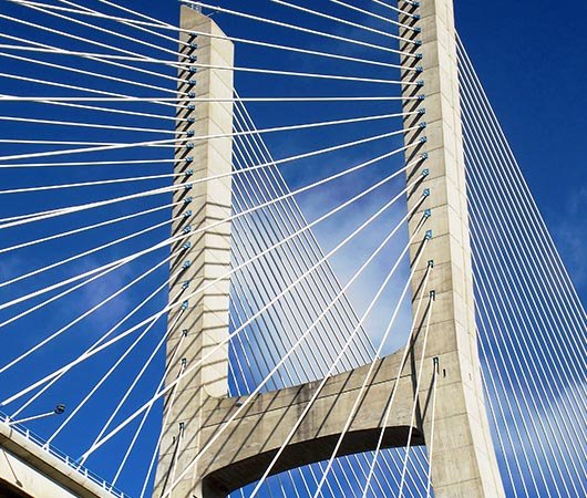 suspension bridge with blue sky